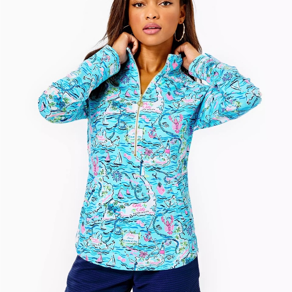 Lilly Pulitzer Brand New Never Work UPF 50+ Skipper Popover Lilly Loves Cape Cod